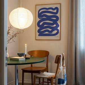 Blue Abstract Squiggle Art Print: Mid Century Modern Bauhaus Poster image 2