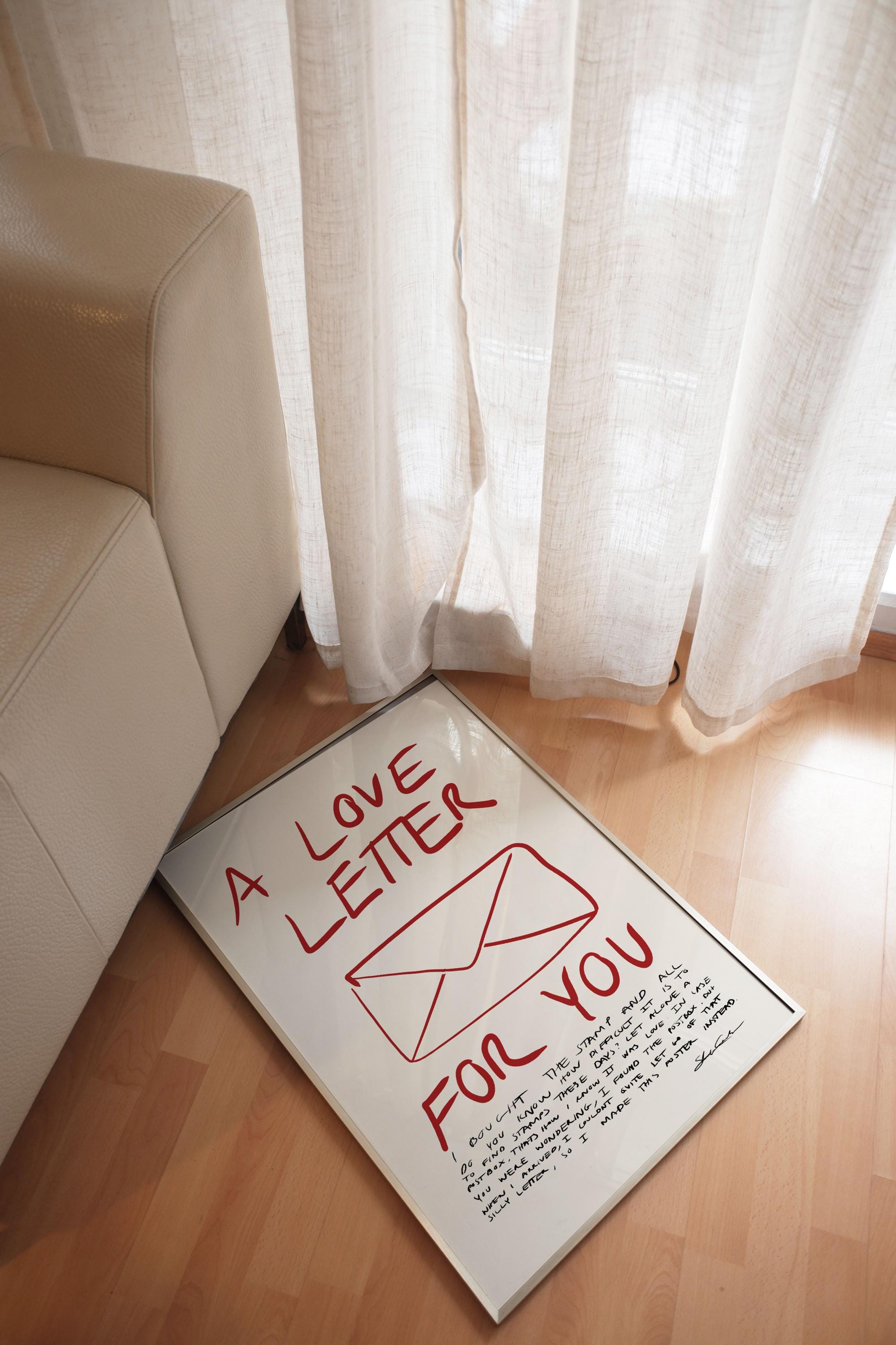Love Letter Print, Red Envelope Poster, Mid-century Modern