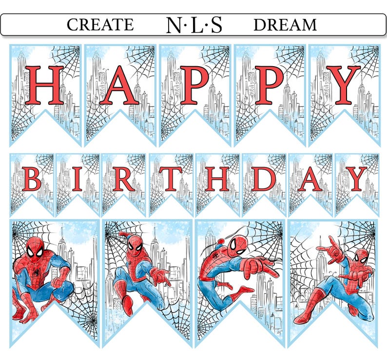 Spider Man Decoration birthday, Spider Man banner Happy Birthday decor, Spider Man banner garland image 1