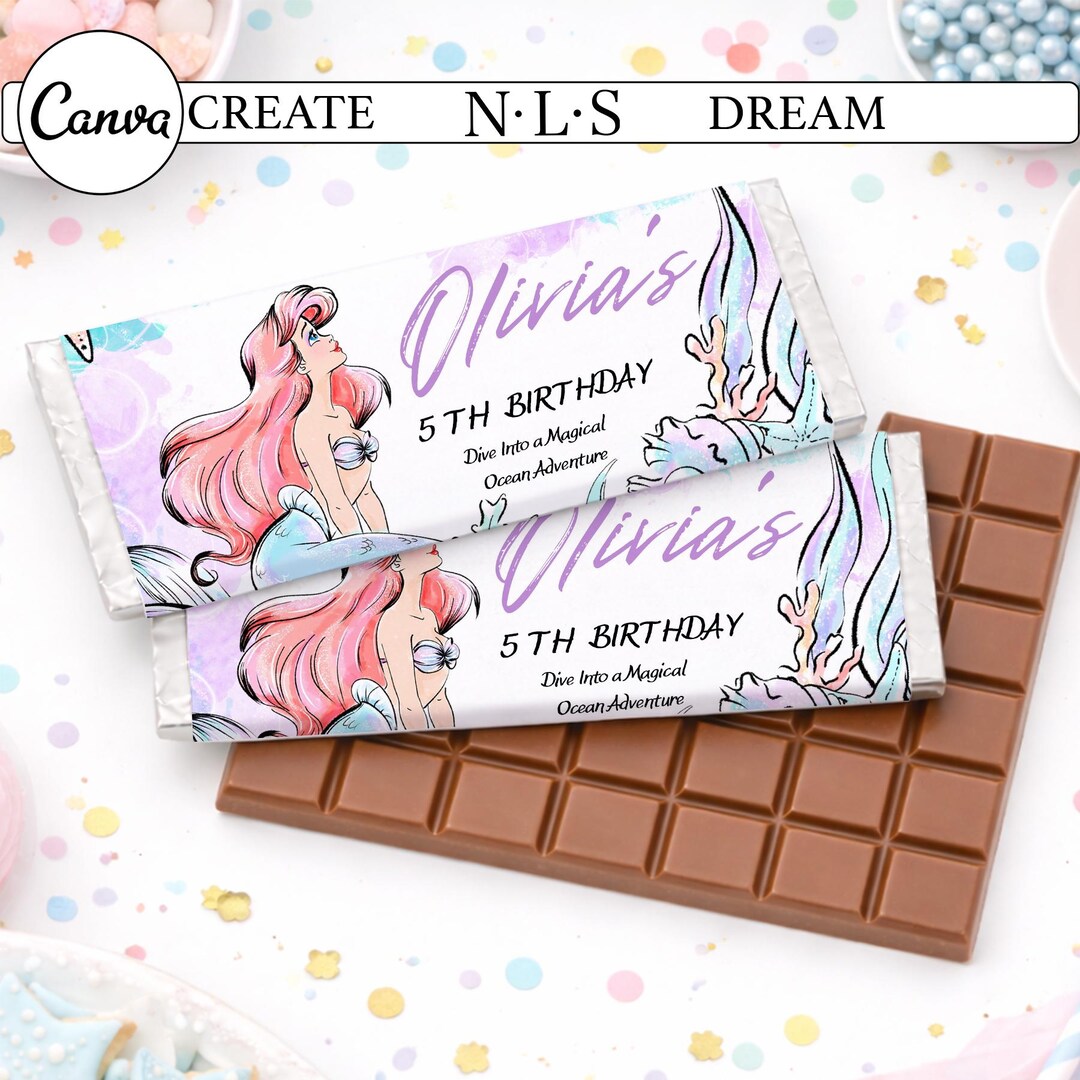 Editable Mermaid Chocolate Wrapper (digital Download) – Under the Sea ...