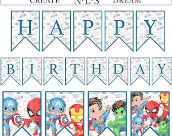 Super Helden Geburtstagsbanner, Party Dekor zum Ausdrucken (Digitaler Download)