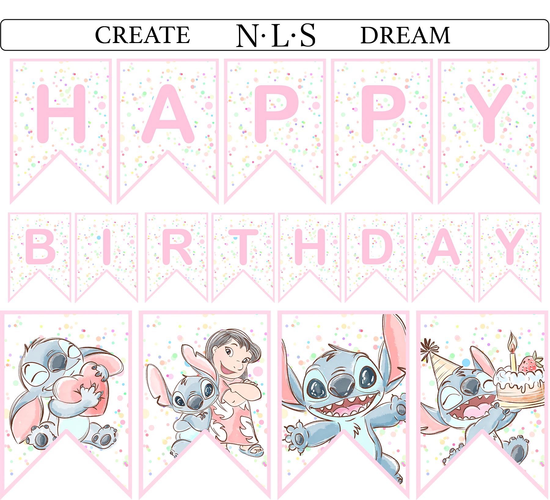 Stitch Birthday Banner | Tropical Party Garland (digital Download ...