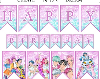 Demon Hunter Birthday Banner | Dark Fantasy Party Decor (Printable JPEG)