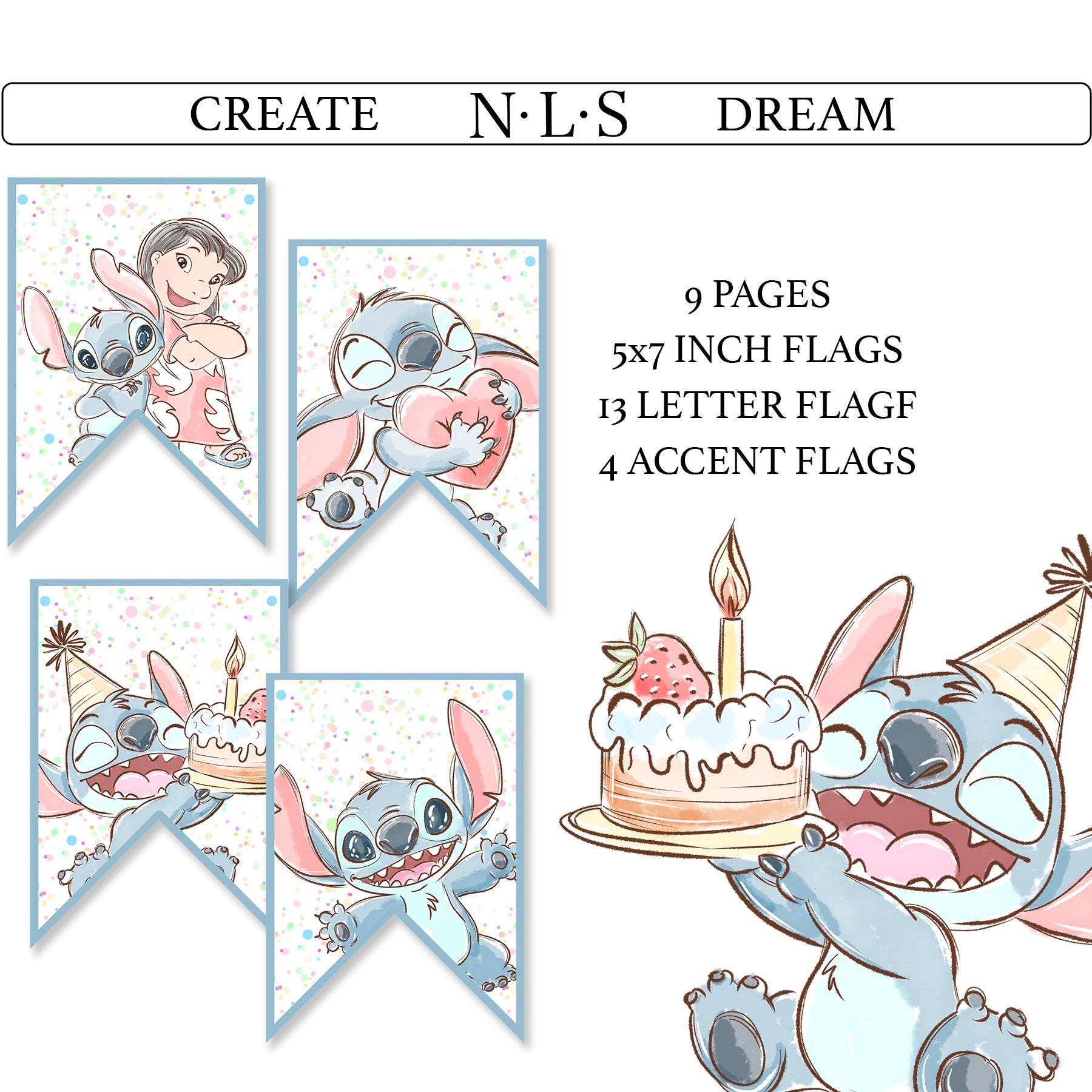 Stitch Birthday Banner | Tropical Party Garland (digital Download) - Etsy