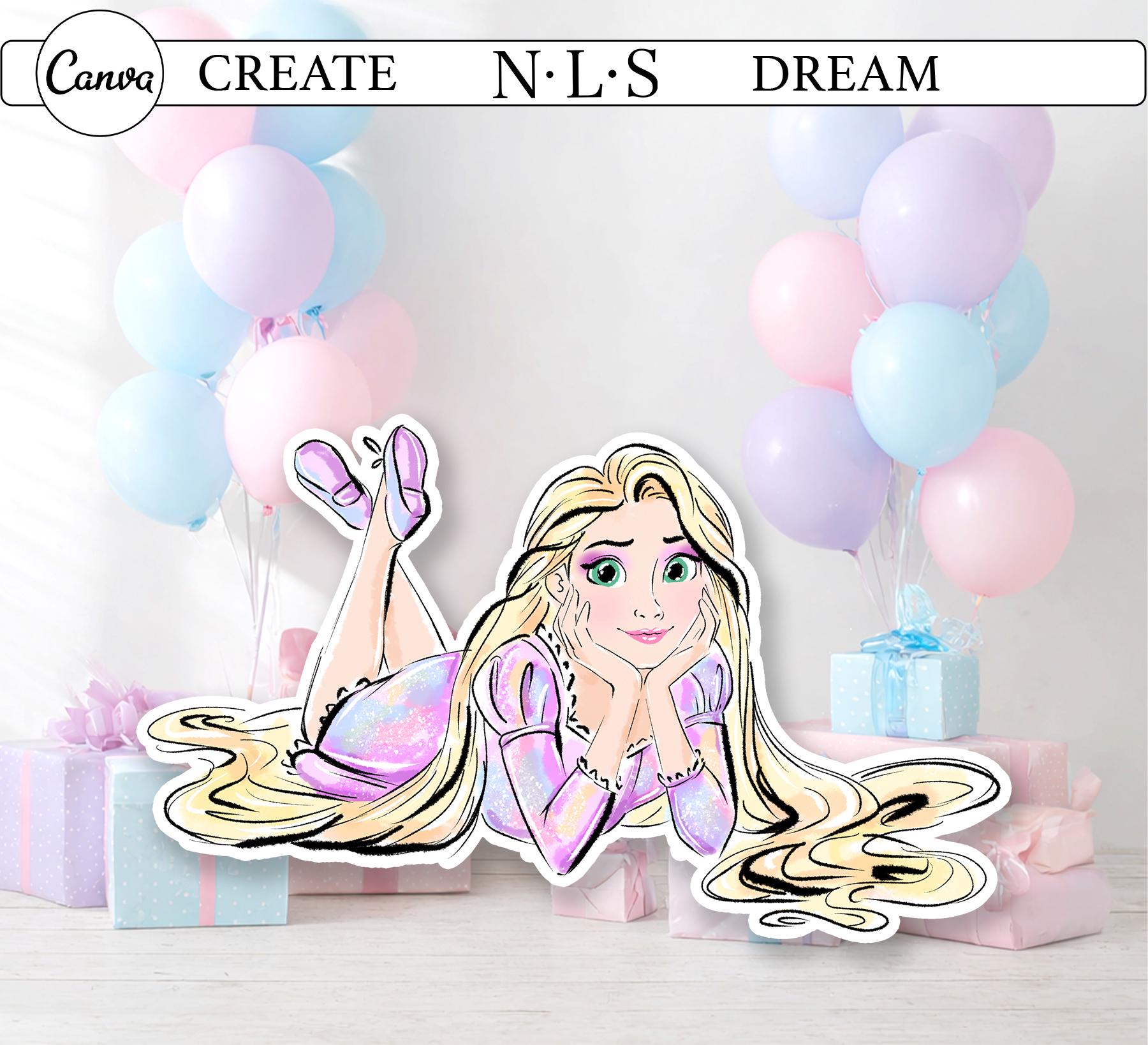 Tangled Backdrop Rocks Rapunzel Figurine Large Tangled Backdrop Party Decorations Birthday ...