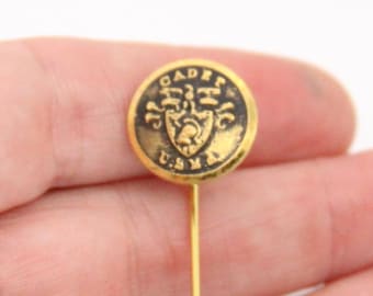 Army Cadet Stick Pin: Vintage Brass Military Academy Eagle Lapel Pin