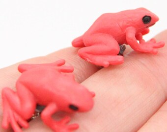Frog Earrings Fun Rubber Lightweight Bright Color Froggies - made with small rubber frogs