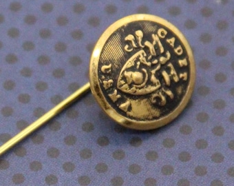 USMA Cadet Stick Pin: Vintage Brass Military Academy Eagle Lapel Pin