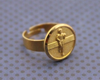 Runner Ring Marathoner Jewelry Unisex Accessory - made with a metal button
