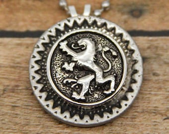 Rampant Lion crest Necklace Coat of Arms Pendant - perfect for men and women
