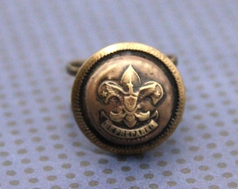 Boy Scouts Ring B.S.A. Ring - made with vintage Boy Scouts button