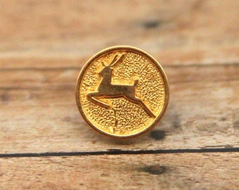 Deer Tie Tack Jumping Deer Lapel Pin Buck Hunter Tractor Accessories - made with a vintage button