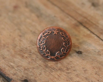 Copper Tie Tack Five Point Star Laurel Wreath Fancy lapel pin - Made with a small copper button