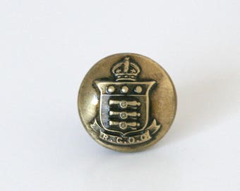 R.C.O.C Military Pin Royal Canadian Ordnance Corps Canada Militia Tie Tack - made with a vintage button