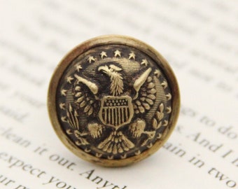 Eagle Ring Army Accessory Civil War Military Militia History - made with a vintage uniform button