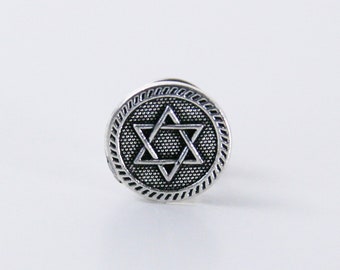 Star of David Tie Tack: Silver Metal Jewish Lapel Pin