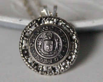 Chicago PD Necklace Police Dept Pendant Men Women Unisex Gift Idea - made with from a uniform button