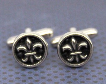 Fleur De Lis Cuff Links Lily Flower Cufflinks French New Orleans Mens Accessories - made with metal buttons