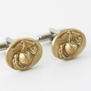 Marine Cufflinks USMC Military Armed Forces Cuff links - made from vintage tie clips