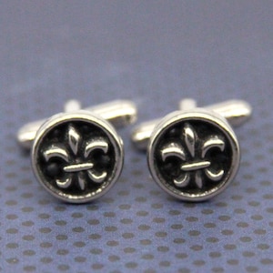 Fleur De Lis Cuff Links Lily Flower Cufflinks French New Orleans Mens Accessories made with metal buttons image 1