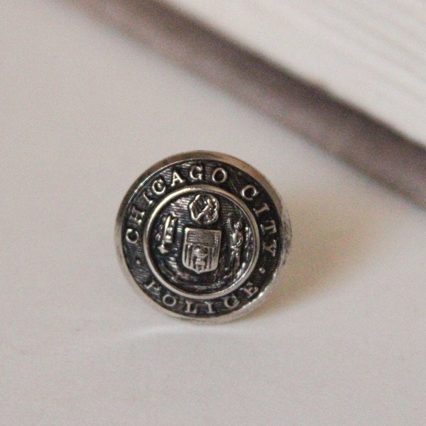 Chicago Police Tie Tack CPD Windy City PD Lapel Pin Gift for anyone - made with a uniform button