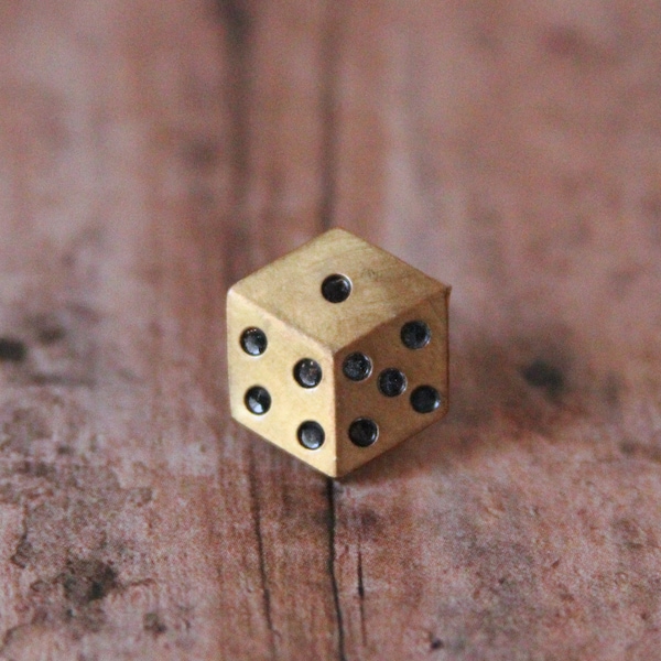 Dice Tie Tack Gambler Lapel Pin Craps Yahtzee Roll of the Die Gift Idea for Him - made with a small button