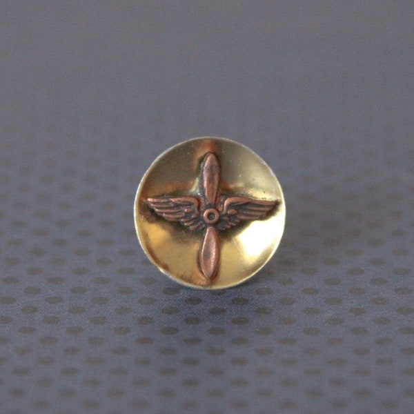 Army Air Cadet Tie Tack Propeller Wings Lapel Pin Copper Military  - made with small emblem