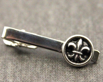 Fleur De Lis Tie Clip Mens Accessories Business Suit French New Orleans - made with a fleur de lis button