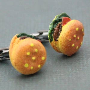 Hamburger Cufflinks Food Jewelry Chef Foodie Gifts - made with small hamburger molds