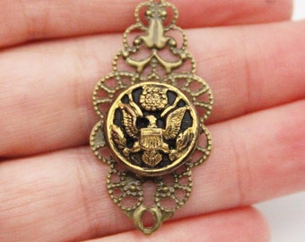 Colar vintage com pingente de águia americana do Exército dos EUA, joia patriótica.