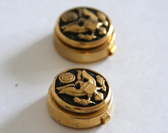 Army Button Covers Brass Eagle Dress shirt Cufflinks -made from brass buttons