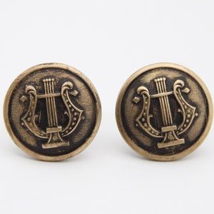 Lyre Cufflinks Harp Musician cuff links Horns Mens Accessories - made with brass buttons