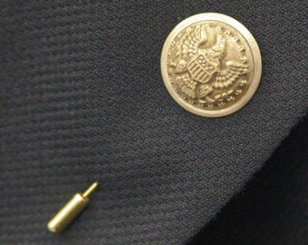 Civil War Stick Pin US Army Eagle Lapel Pin - made with a vintage uniform button