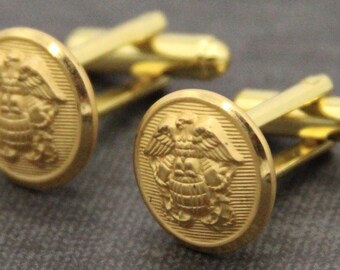 USCGS Cufflinks: Vintage Uniform Buttons, Historical Brass Cuff Links