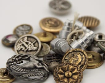 Assorted Vintage Buttons Lot of 25 Mostly metal