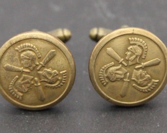 Roman Soldier Cuff Links Feathered Helmet Cufflinks Mens Accessories - made with vintage buttons