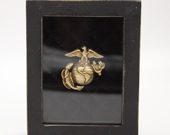 US Marines Shadow Box: Handmade Military Keepsake with Vintage Eagle