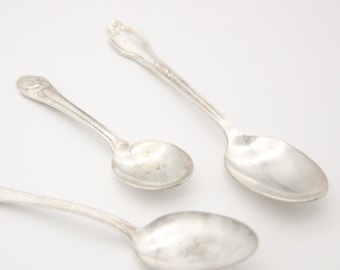 Vintage Silver Plated Spoons 3 Lot all different One Gerber Spoon