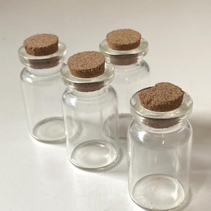 Small Glass Jars with Cork - Set of 4 - Fairy Garden Supplies