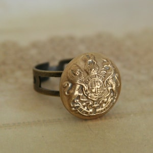 British Military Ring UK Ring - made with a vintage button