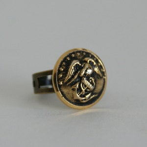 Marine Ring Military Eagle Anchor and Globe Ring - made from a vintage button