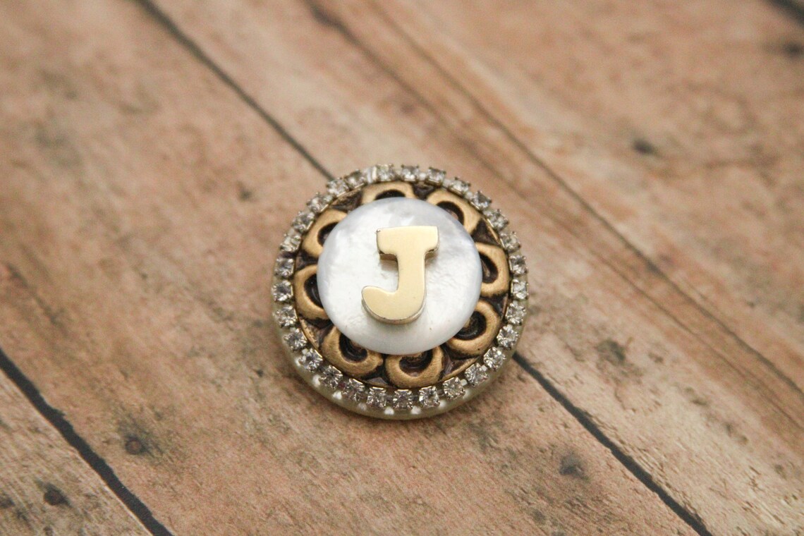 Letter J Pin Initial Brooch Rhinestones Button Lapel PScarf Etsy