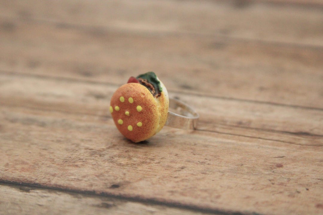 Burger Ring Food Jewelry Hamburger Accessory Chef Foodie Gifts - Made ...