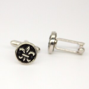 Fleur De Lis Cuff Links Lily Flower Cufflinks French New Orleans Mens Accessories made with metal buttons image 5