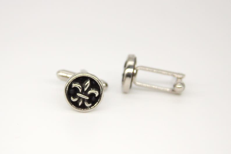 Fleur De Lis Cuff Links Lily Flower Cufflinks French New Orleans Mens Accessories made with metal buttons image 5