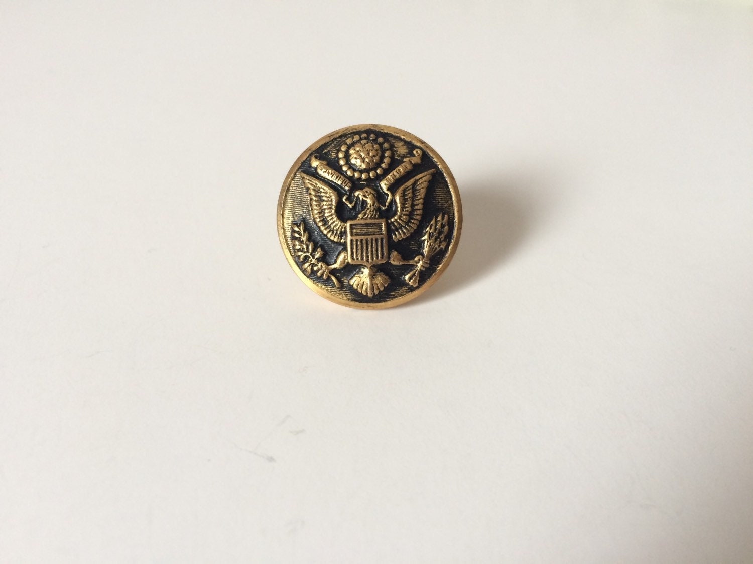 America Eagle Tie Tack Patriotic Lapel Pin - made with a brass button