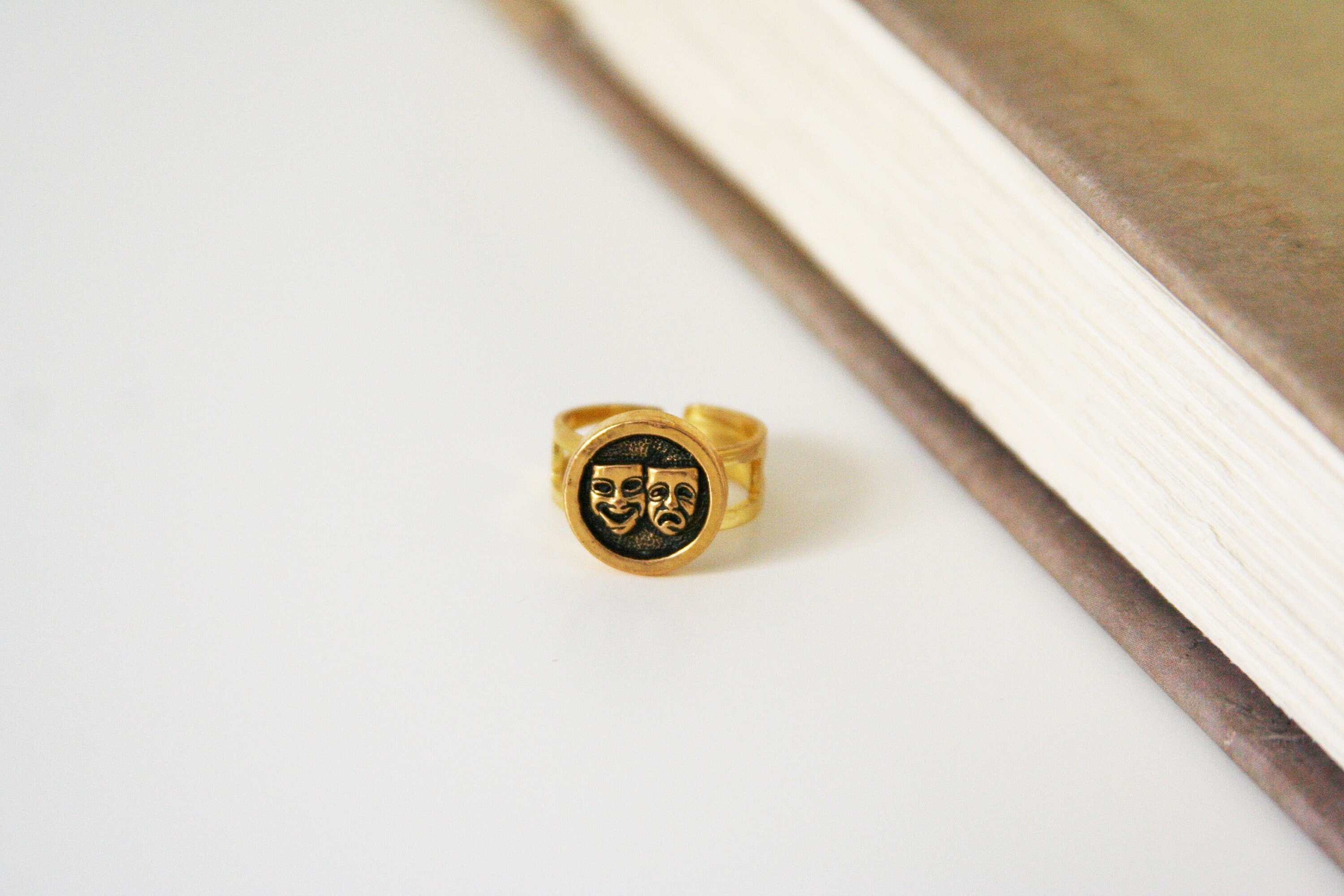 Drama Mask Ring Mens Accessories — Angle Ah