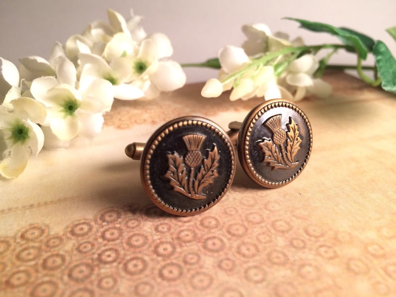 Scottish Cufflinks Thistle cufflinks Mens Accessories made Etsy
