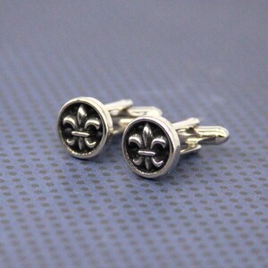 Fleur De Lis Cuff Links Lily Flower Cufflinks French New Orleans Mens Accessories made with metal buttons image 4