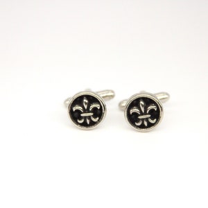 Fleur De Lis Cuff Links Lily Flower Cufflinks French New Orleans Mens Accessories made with metal buttons image 6